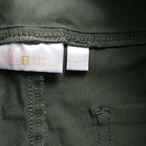 EUC Belle by Kim Gravel Sateen Twill Slim Straight Leg Pants OLIVE GREEN SZ 14 - Picture 4 of 5